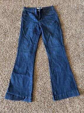 Women's Dark Blue Flare Jeans - Classic Flared Denim